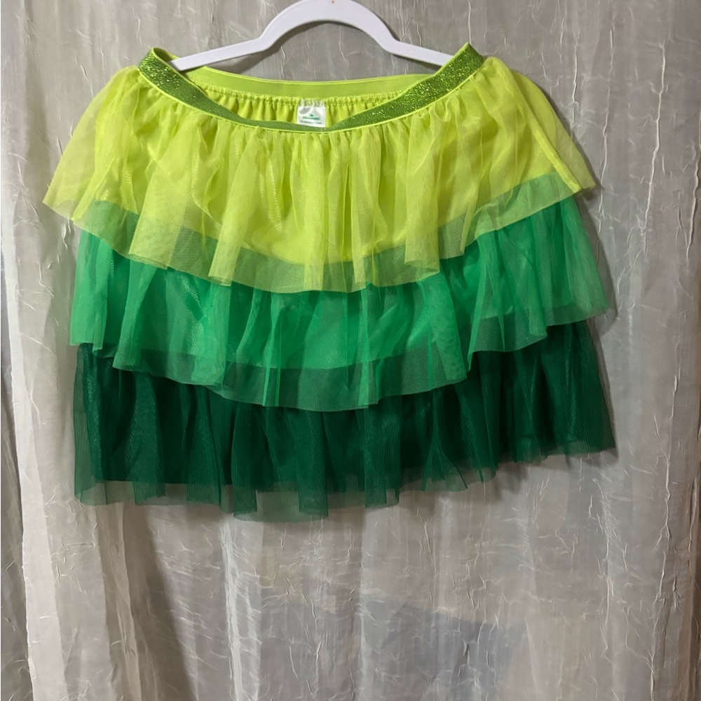 Layered Green and Yellow Tulle Skirt xxl